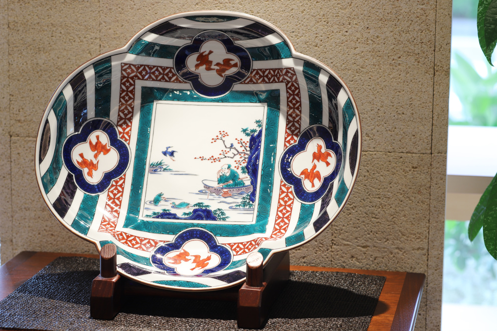 中村元風作「釣り図　大皿」